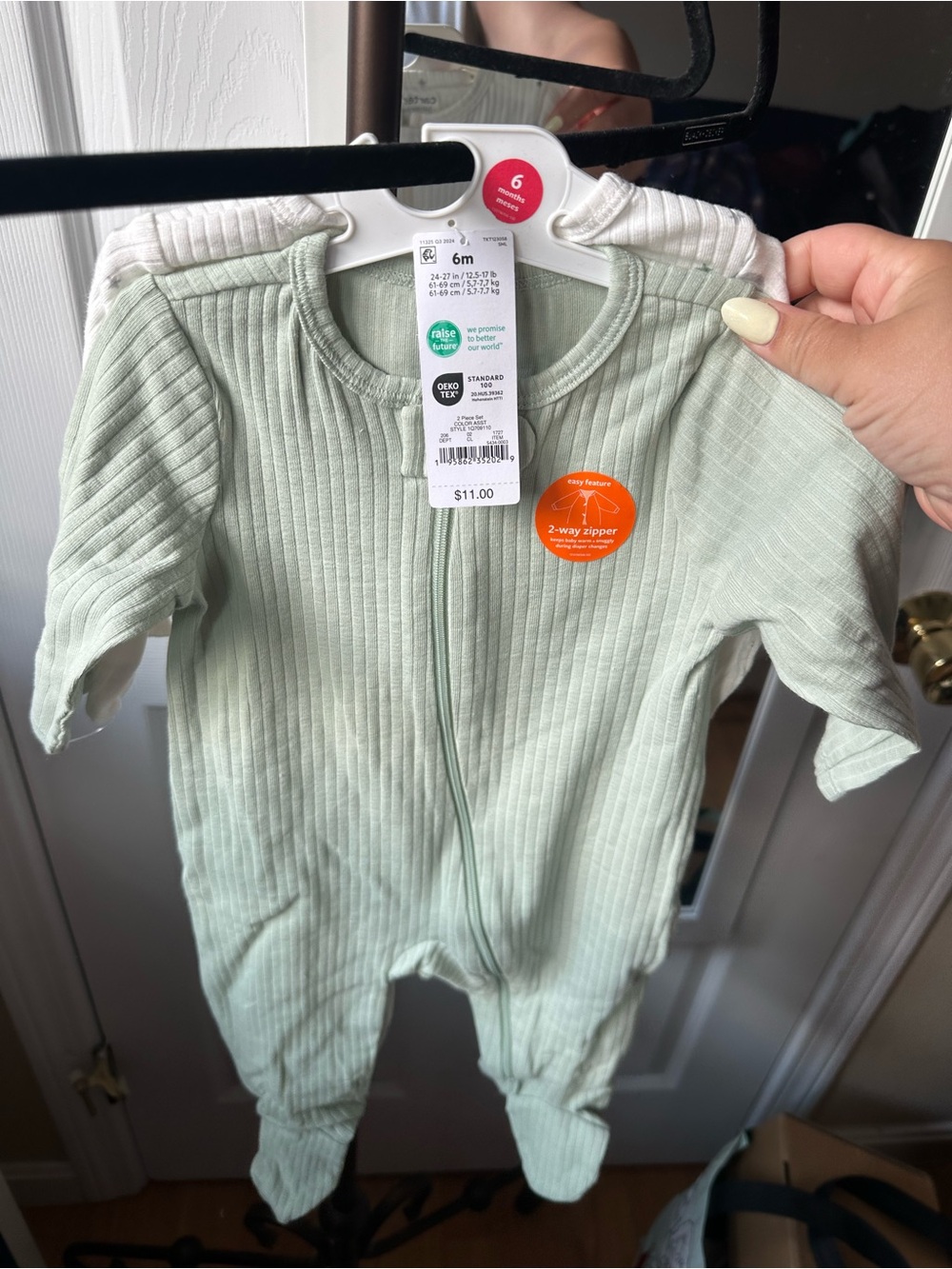 Carters Ribbed Zipper Baby Onesies